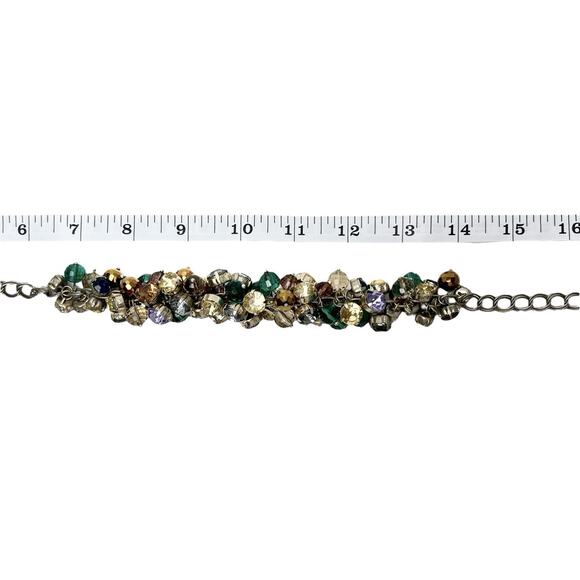 Loft Cha Cha Necklace Faceted Cluster Beads Colorful Layered Silver Tone Chain - Picture 15 of 16